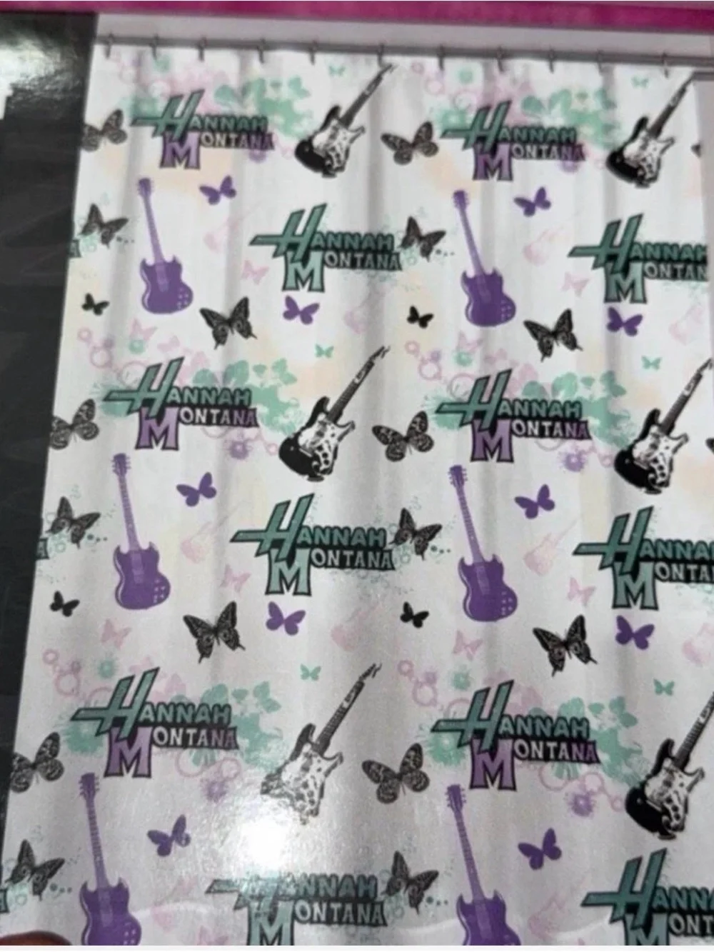 Disney Hannah Montana Shower Curtain Set - Teal, Black, White